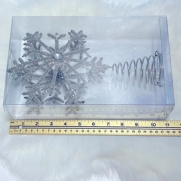 Ashland Christmas Holiday Silver Beaded Snowflake Tree Topper 10” Rhinestone New - Picture 6 of 14
